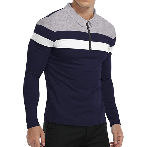 Long Sleeve Polo Shirt Other - Mens New Long Sleeve Polo Shirt Multiple Sizes Blue